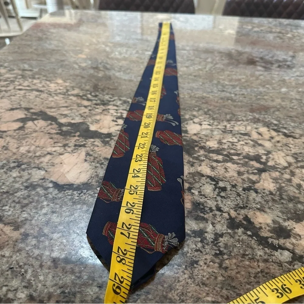 Robert Talbott Navy Tie with Golf Bag Artsy